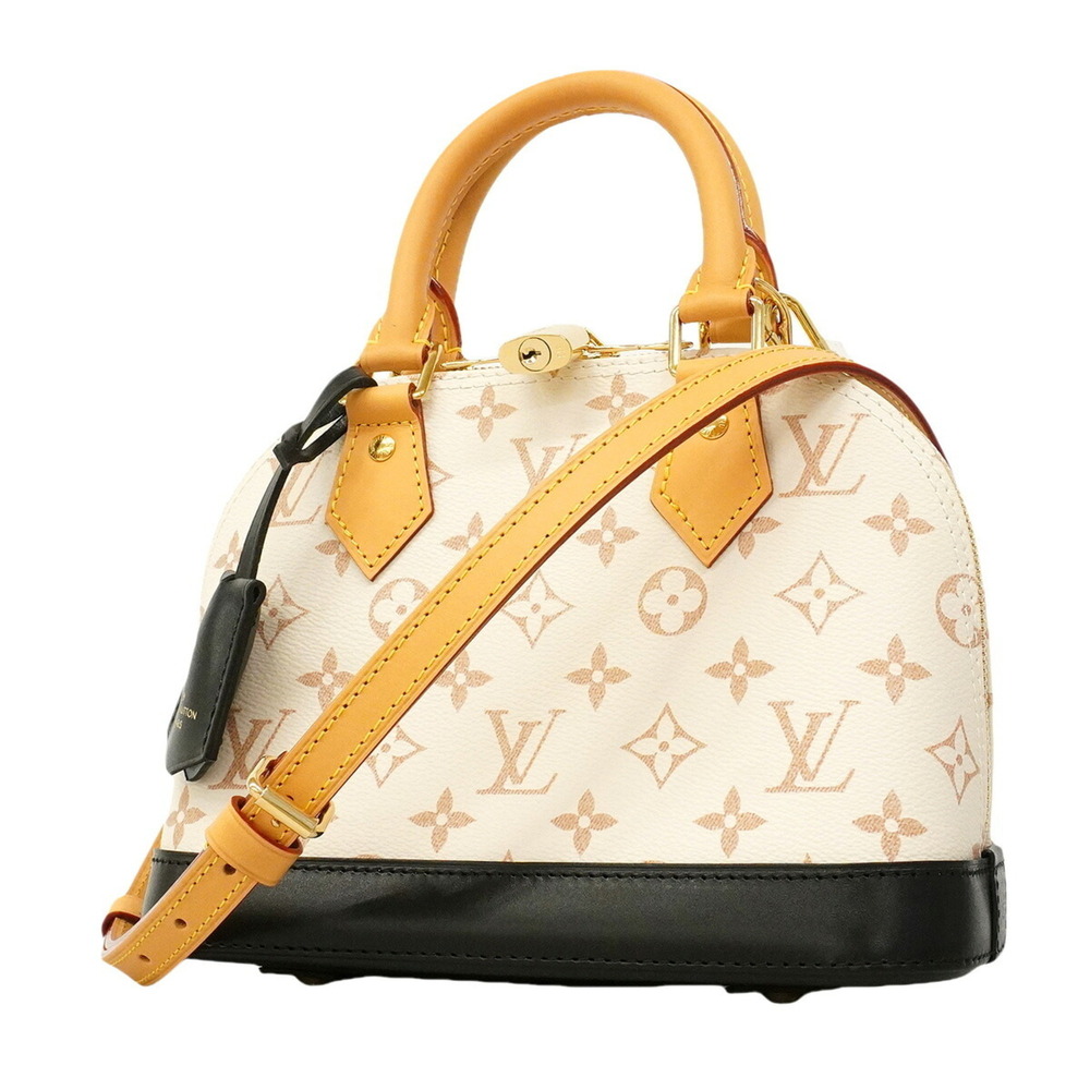 Louis Vuitton Alma BB Monogram Dune Handbag M46922 White Black 2-way Bag for ...